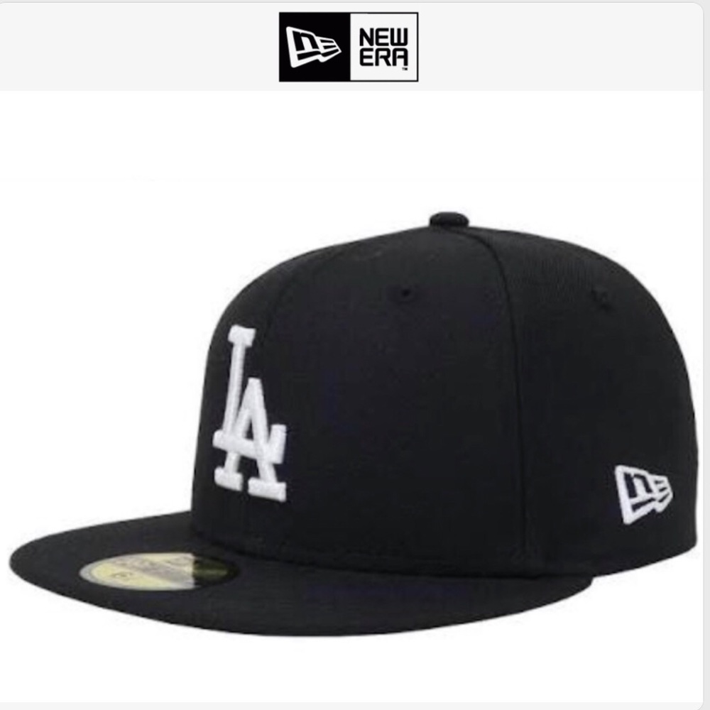 New era 59Fifty fitted  Dodgers white on black